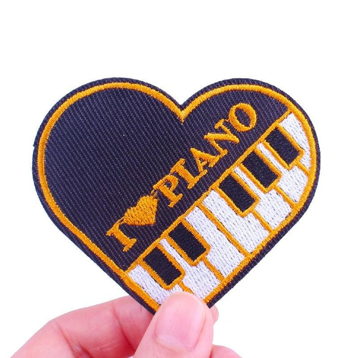 Music 'I Heart Piano' Embroidered Patch