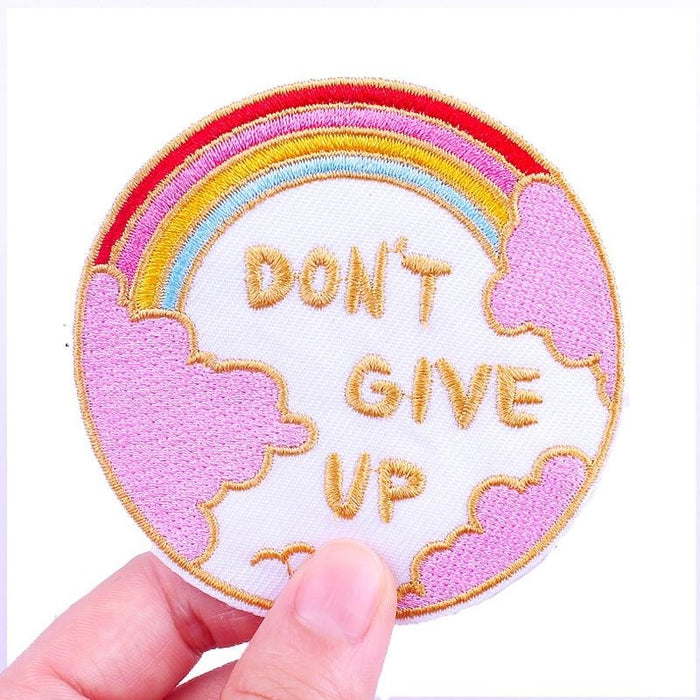 Cute Rainbow 'Don't Give Up' Embroidered Patch