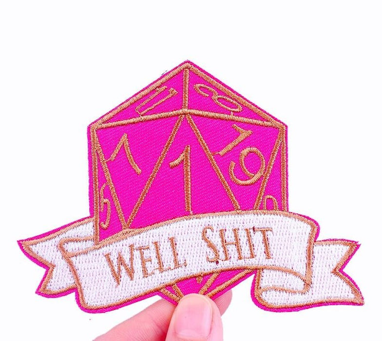 Pink Dice 'Well Sh*t' Embroidered Patch