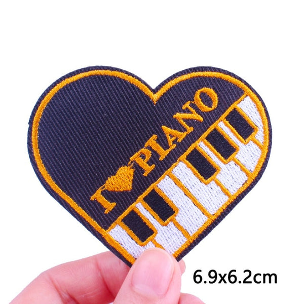 Music 'I Heart Piano' Embroidered Patch