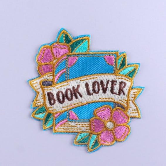 Flowery 'Book Lover' Embroidered Patch