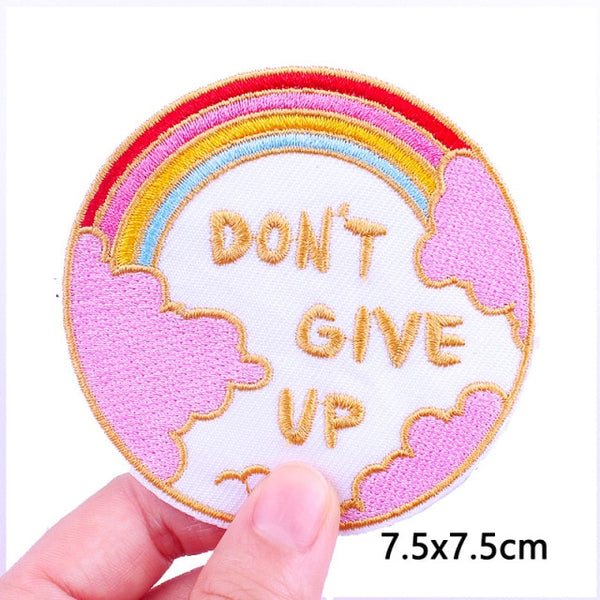 Cute Rainbow 'Don't Give Up' Embroidered Patch