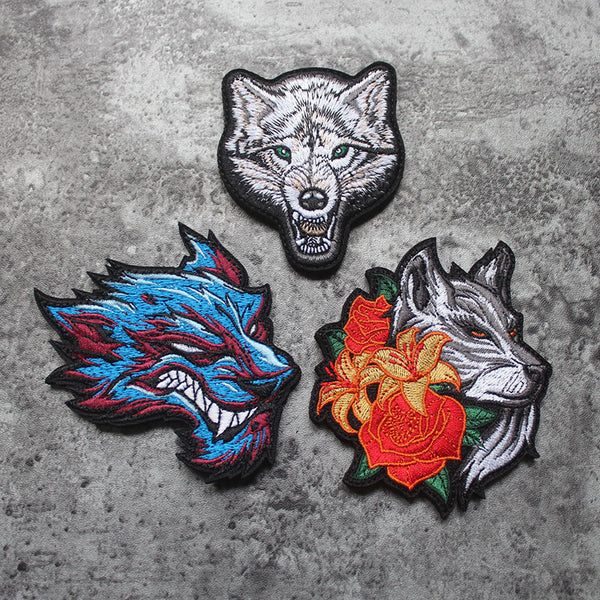 Lovely Gray Wolf Embroidered Velcro Patch