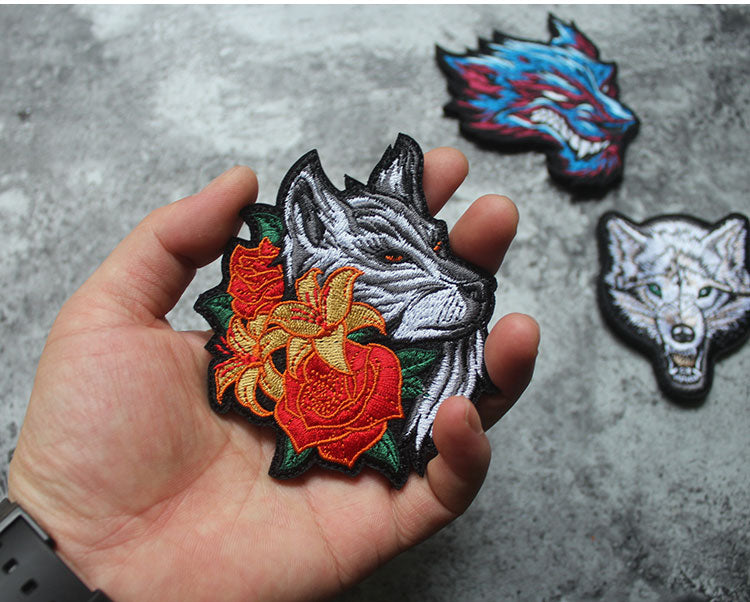 Lovely Gray Wolf Embroidered Velcro Patch