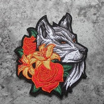 Lovely Gray Wolf Embroidered Velcro Patch