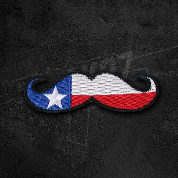 Texas Mustache Flag Embroidered Velcro Patch