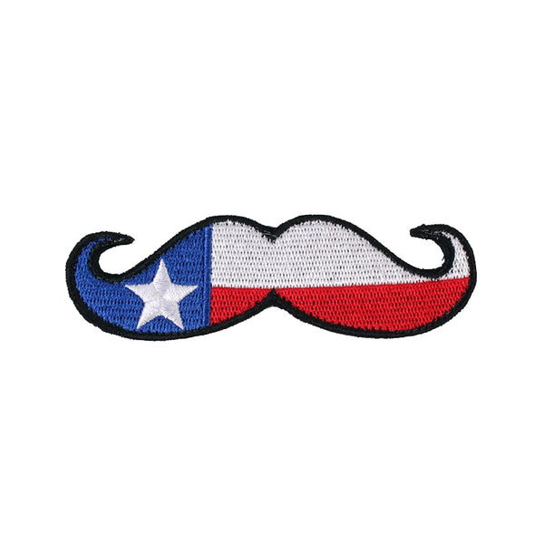 Texas Mustache Flag Embroidered Velcro Patch