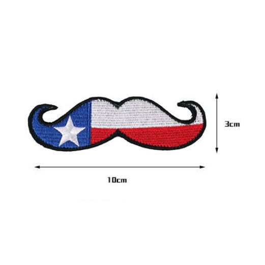 Texas Mustache Flag Embroidered Velcro Patch