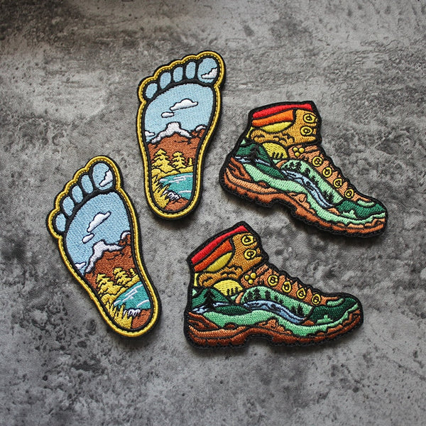 Travel 'Explore | Foot' Embroidered Velcro Patch