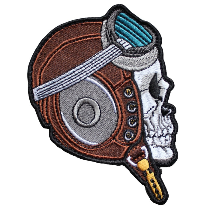 Skull 'The Aviator' Embroidered Velcro Patch