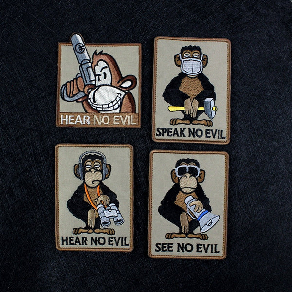 Monkey Tactical 'Hear No Evil | Headphones' Embroidered Velcro Patch