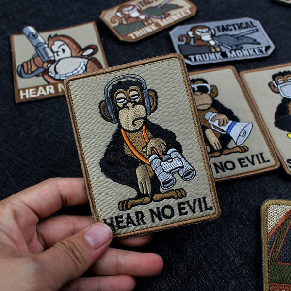 Monkey Tactical 'Hear No Evil | Headphones' Embroidered Velcro Patch