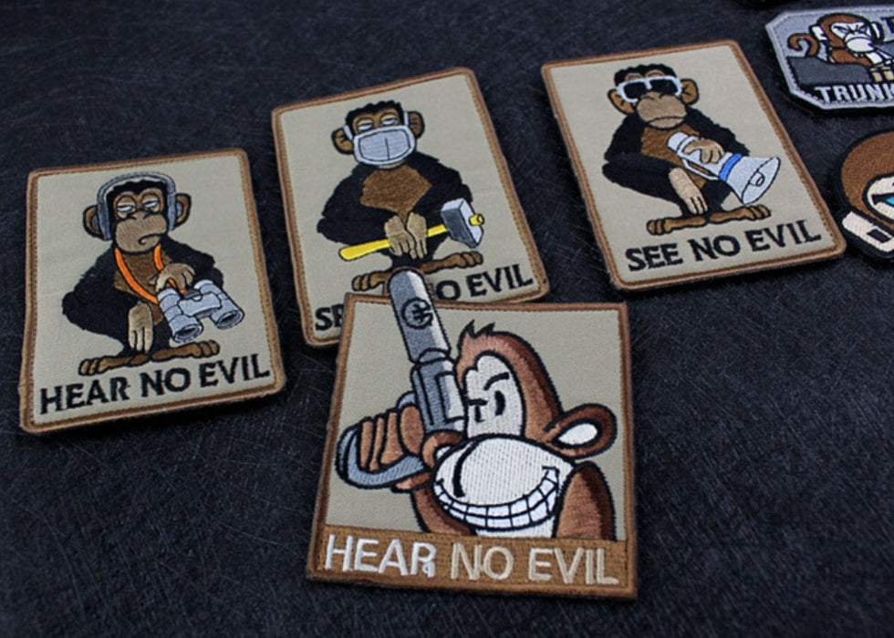 Monkey Tactical 'Hear No Evil | Gun' Embroidered Velcro Patch