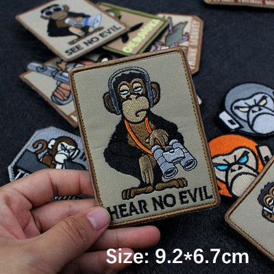 Monkey Tactical 'Hear No Evil | Headphones' Embroidered Velcro Patch