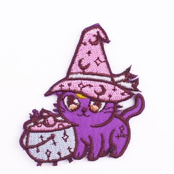 Cute Witch Cat 'Cauldron' Embroidered Patch