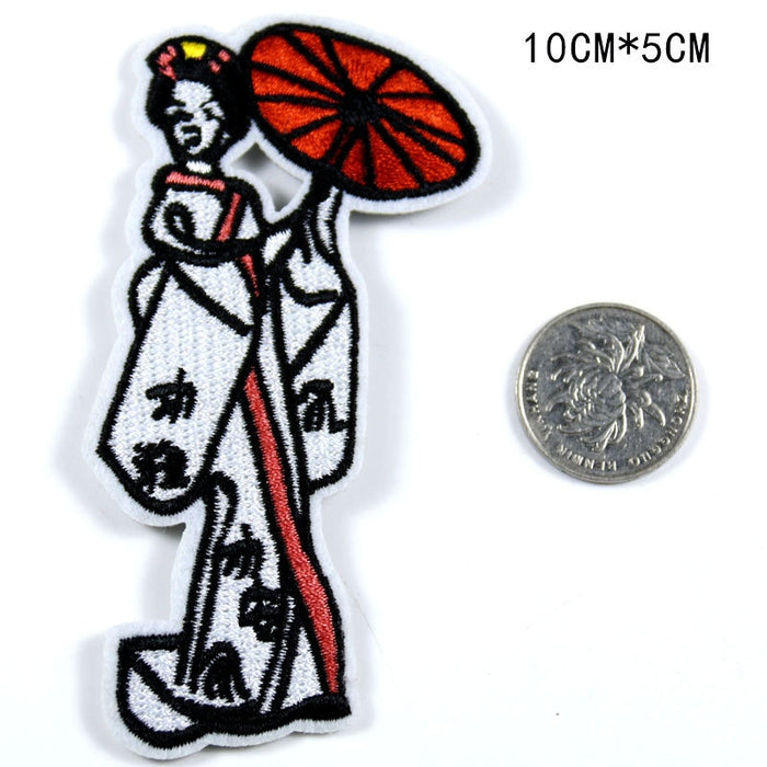 Cute Japanese Geisha Embroidered Patch