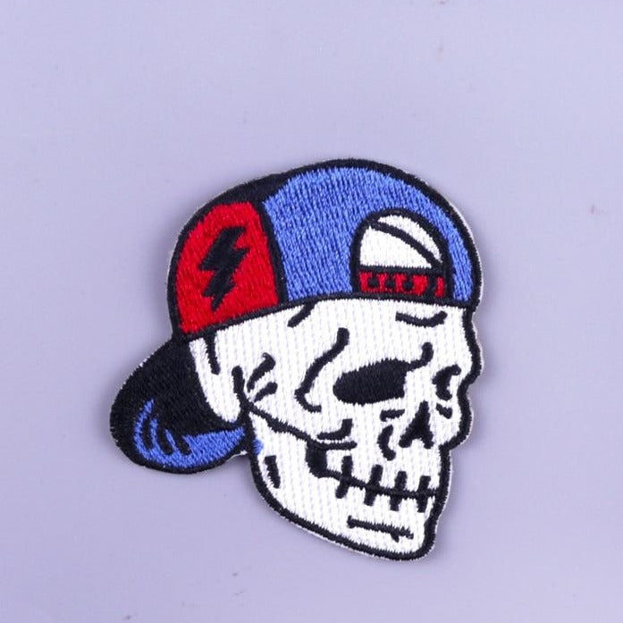 Skull 'Baseball Cap' Embroidered Patch