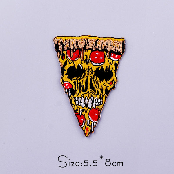 Skull 'Pepperoni Pizza' Embroidered Patch