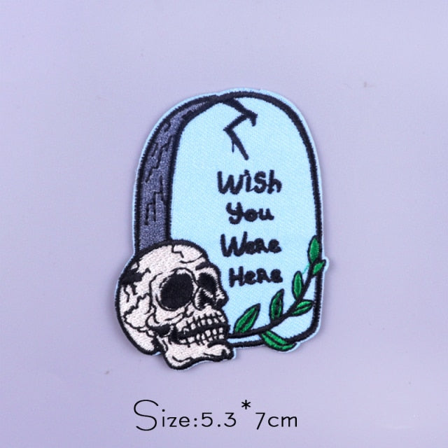 Skull 'Wish You Were Here' Embroidered Patch