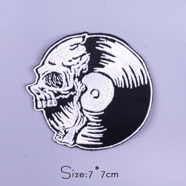 Skull 'Phonograph Disc' Embroidered Patch