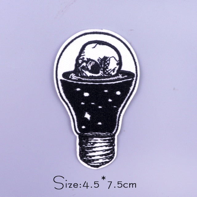 Skull 'Light Bulb' Embroidered Patch