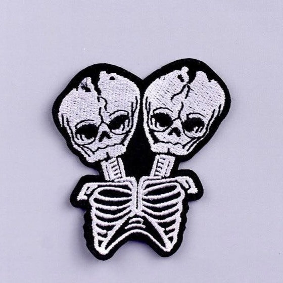 Skull 'Two Heads Skeleton Twins' Embroidered Patch