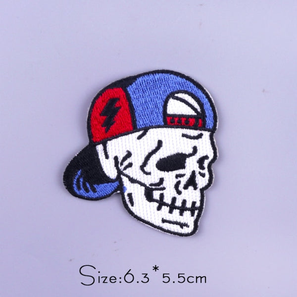 Skull 'Baseball Cap' Embroidered Patch