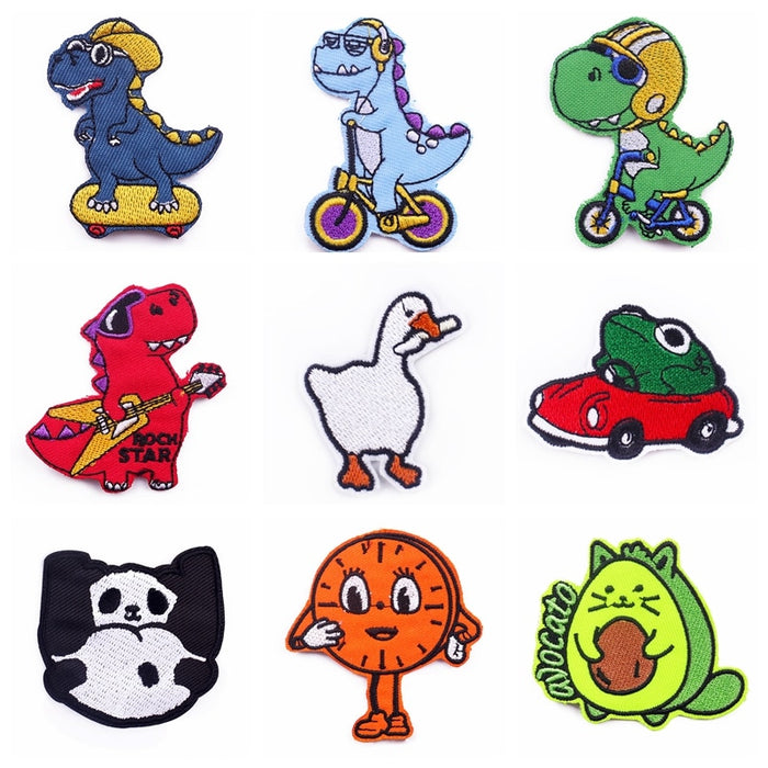 Cute Dinosaur Biking 1.0 Embroidered Patch