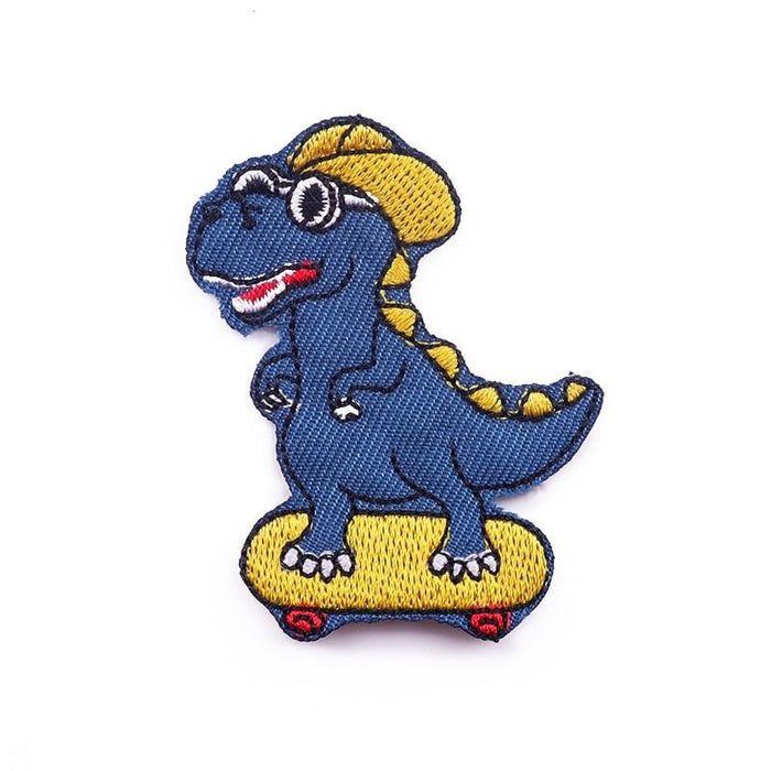Cute Dinosaur Skateboarding Embroidered Patch