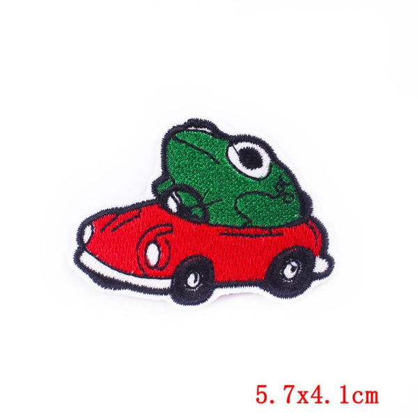 Cute Froggy 'Driving A Car' Embroidered Patch