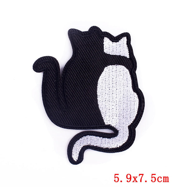 Cute Cat 'Sweet Couple Black & White' Embroidered Patch