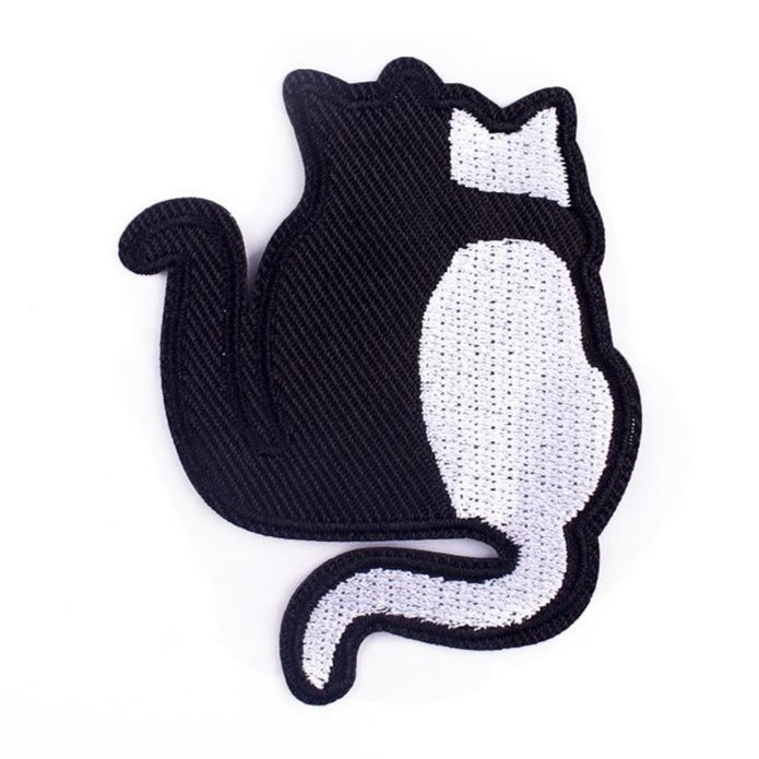 Cute Cat 'Sweet Couple Black & White' Embroidered Patch