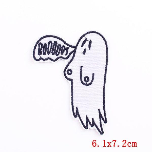 Cute Smoking Boo Ghost 'Boooos' Embroidered Patch