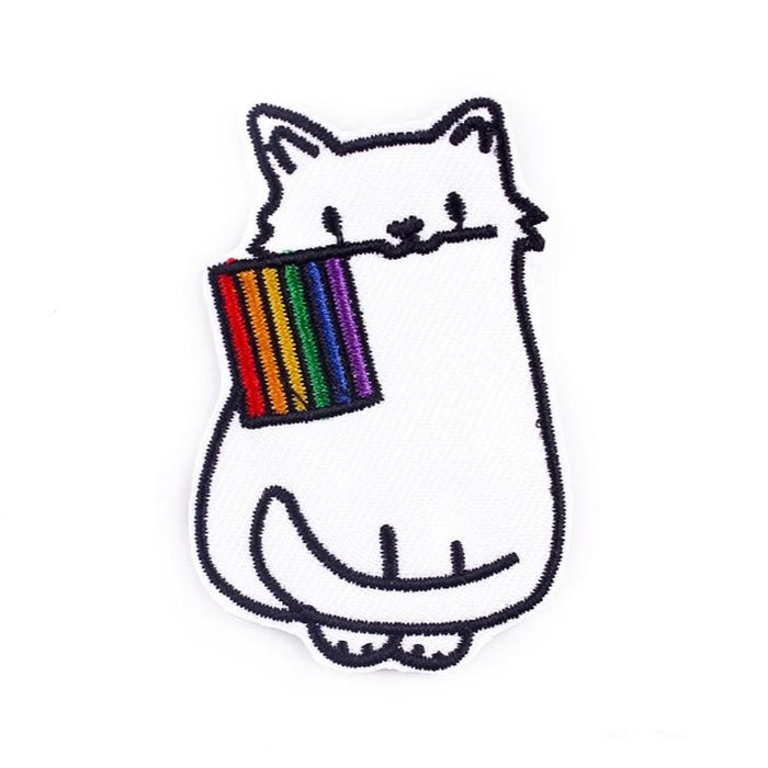 White Cat 'LGBT Pride Flag' Embroidered Patch