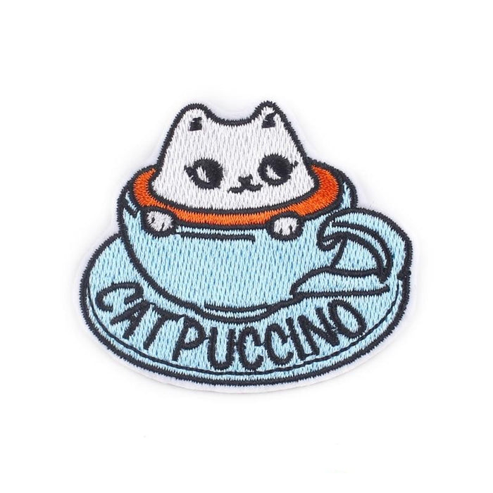 Cat In A Cup 'Catpuccino' Embroidered Patch