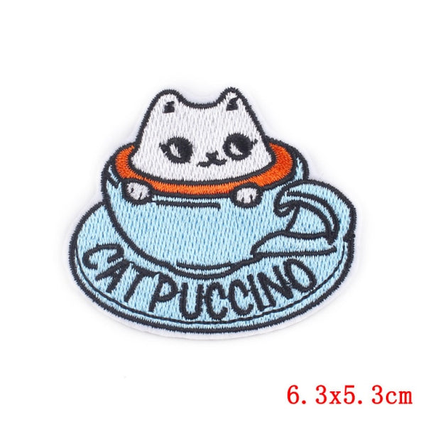 Cat In A Cup 'Catpuccino' Embroidered Patch