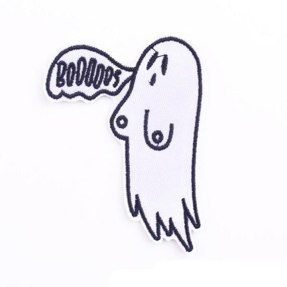 Cute Smoking Boo Ghost 'Boooos' Embroidered Patch