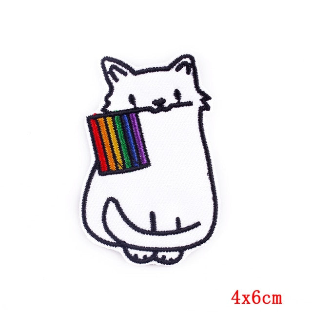 White Cat 'LGBT Pride Flag' Embroidered Patch