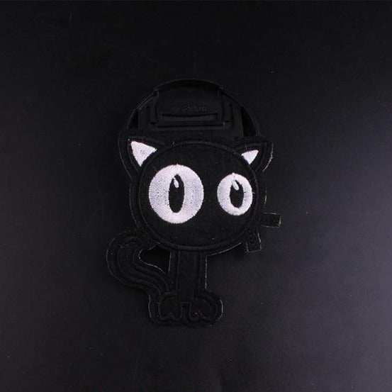 Cool 'Black Cat | White Round Eyes' Embroidered Patch