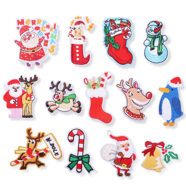 Christmas 'Santa Claus & Reindeer' Embroidered Patch