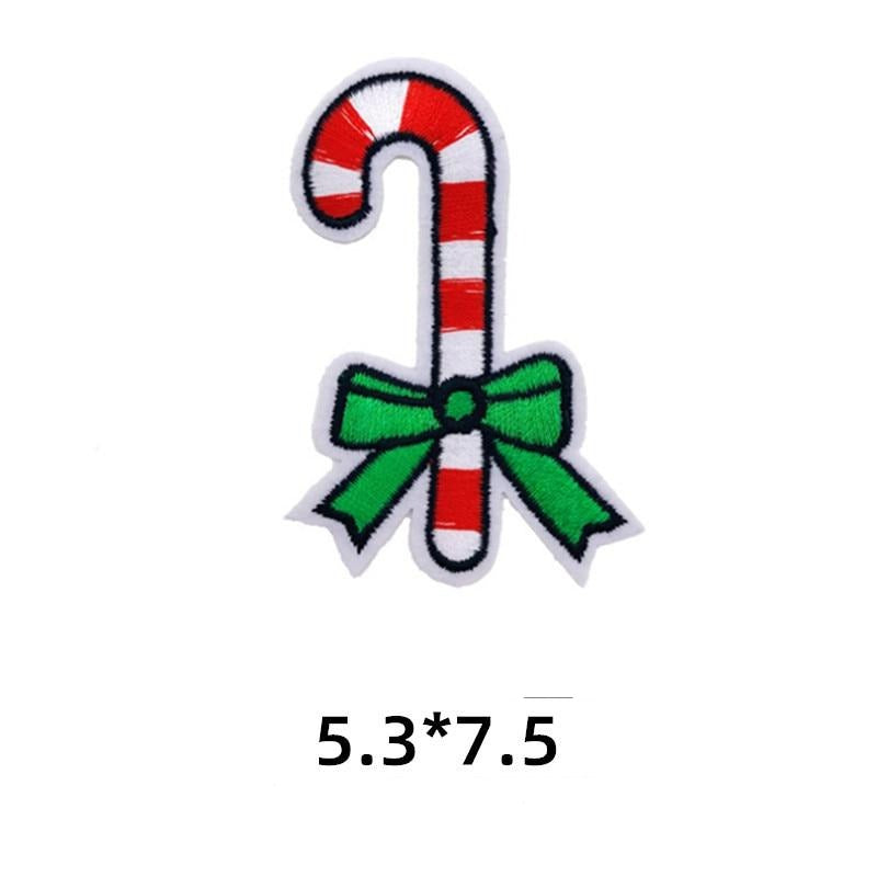 Christmas 'Candy Cane | Green Ribbon' Embroidered Patch