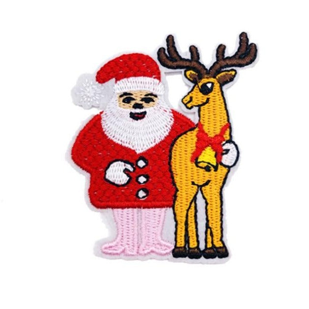 Christmas 'Santa Claus & Reindeer' Embroidered Patch