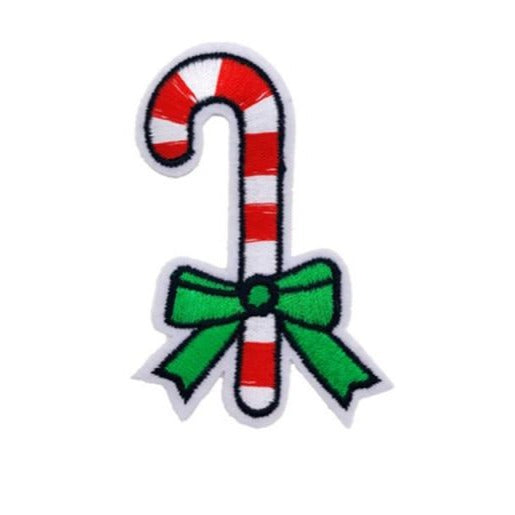 Christmas 'Candy Cane | Green Ribbon' Embroidered Patch