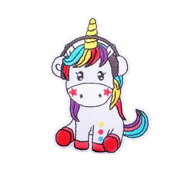 Unicorn 'Headphones' Embroidered Patch