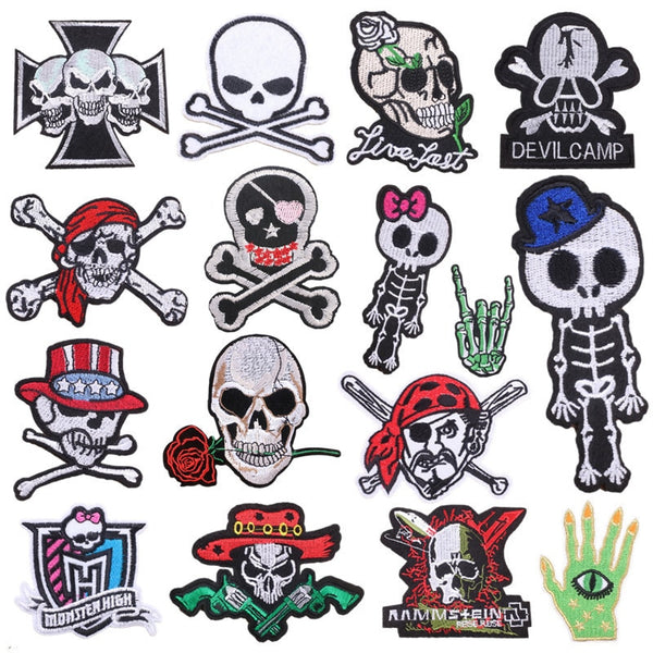 Skull 'Three Skulls Cross' Embroidered Patch