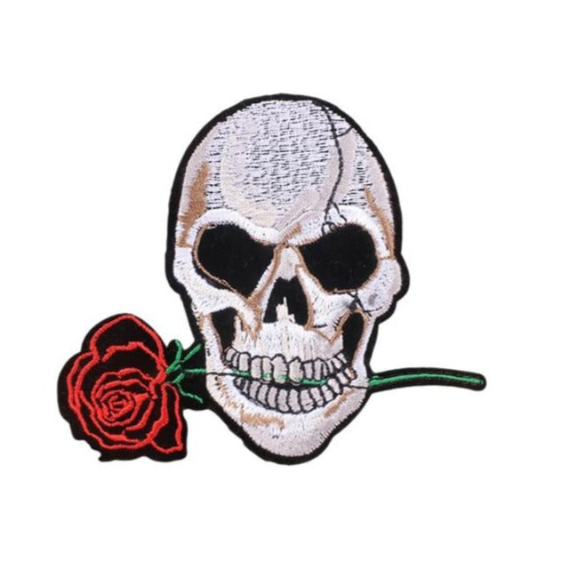 Skull 'Bed of Roses' Embroidered Patch