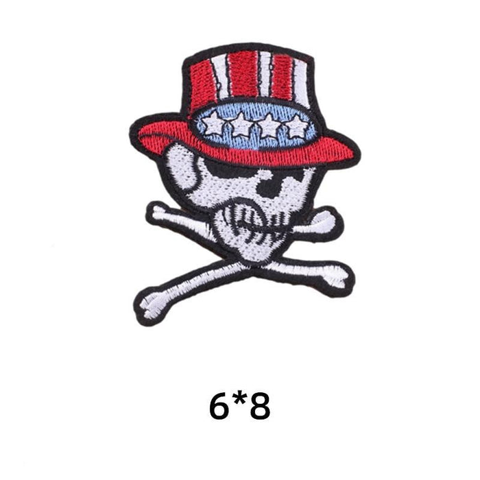 Skull 'American Hat' Embroidered Patch