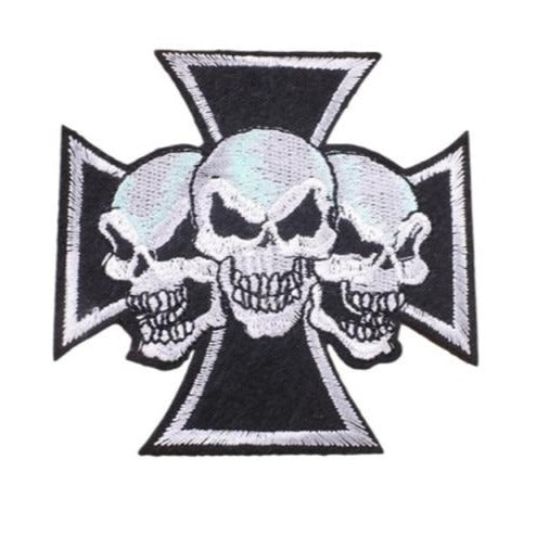 Skull 'Three Skulls Cross' Embroidered Patch