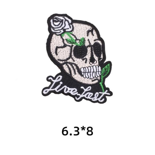 Skull 'Live Fast' Embroidered Patch