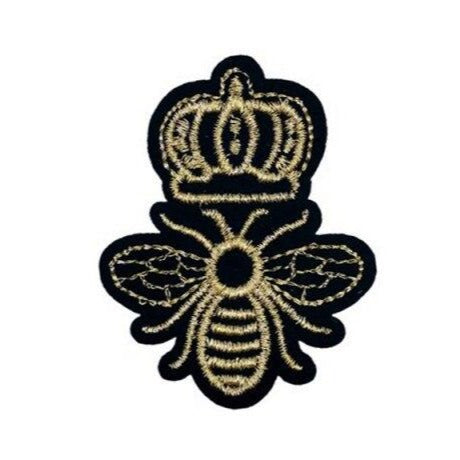 Insect Crowned Bee' Embroidered Sew Iron Patch